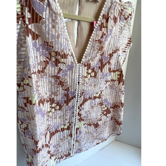 Kate Spade Blouse Womens Small Pink Short Flutter Sleeve V-Neck Boho Floral - Picture 5 of 8